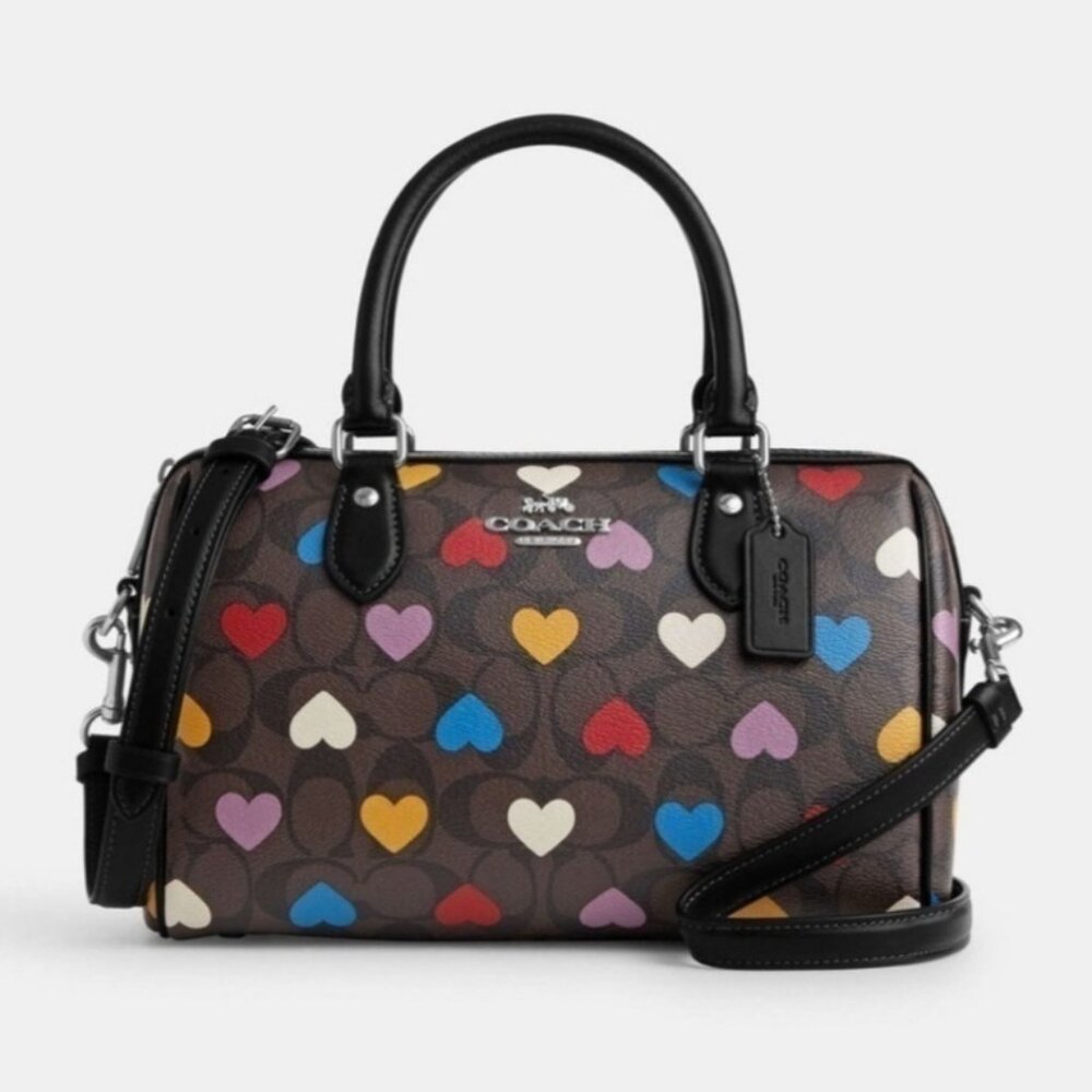🌸 Coach Outlet Rowan Satchel in Signature Canvas with Heart Print Tote 🌸